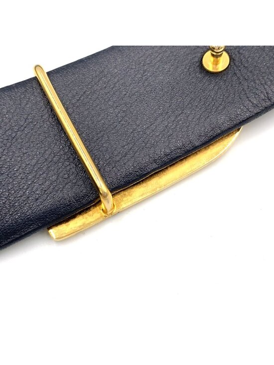 Dior Trotter Leather Canvas Navy Belt Gold main image 9